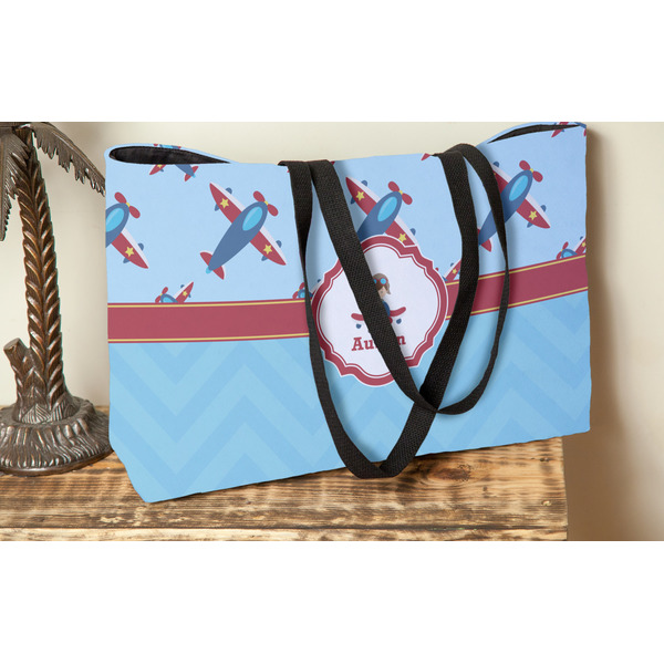 Airplane Theme Tote w/Black Handles - Lifestyle View
