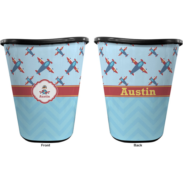 Airplane Theme Trash Can Black - Front and Back - Apvl