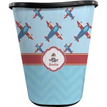 Airplane Theme Waste Basket - Double Sided (Black) (Personalized)
