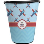 Airplane Theme Waste Basket - Single Sided (Black) (Personalized)