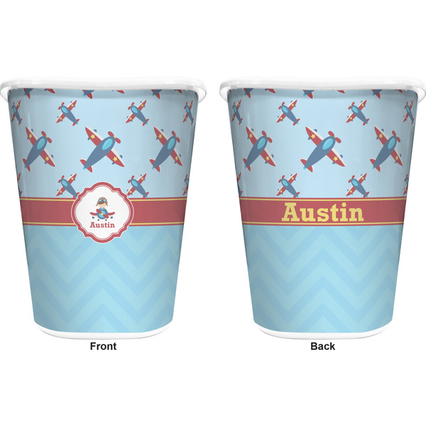 Airplane Theme Trash Can White - Front and Back - Apvl