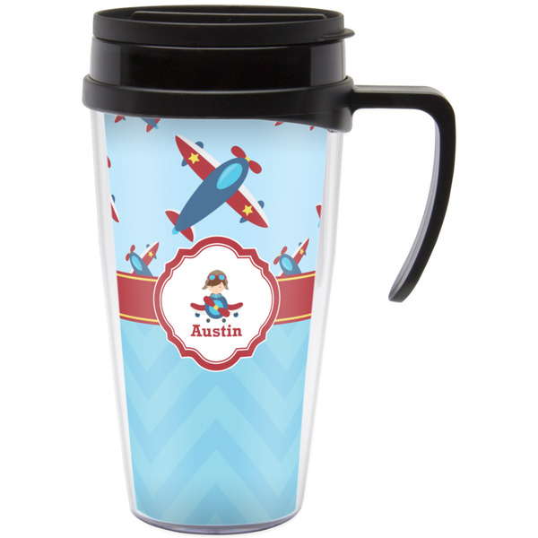 Custom Airplane Theme Acrylic Travel Mug with Handle (Personalized)