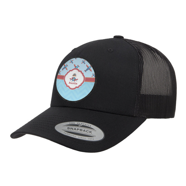 Custom Airplane Theme Trucker Hat - Black (Personalized)