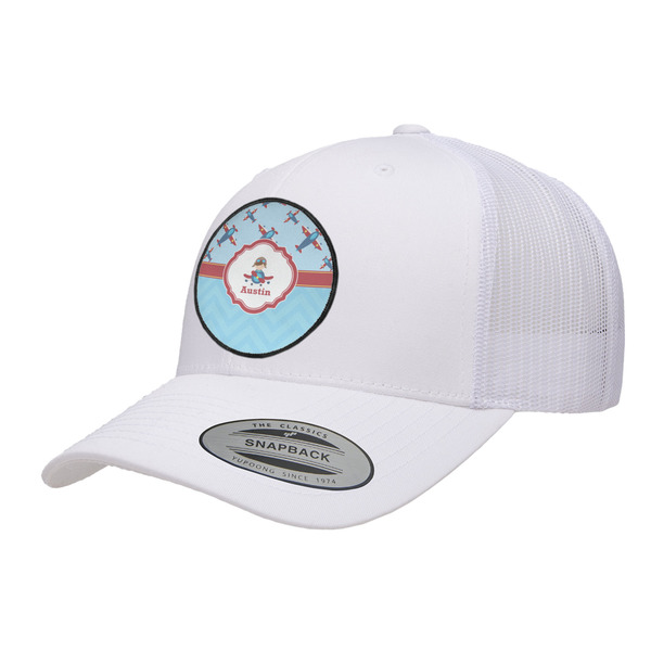 Custom Airplane Theme Trucker Hat - White (Personalized)