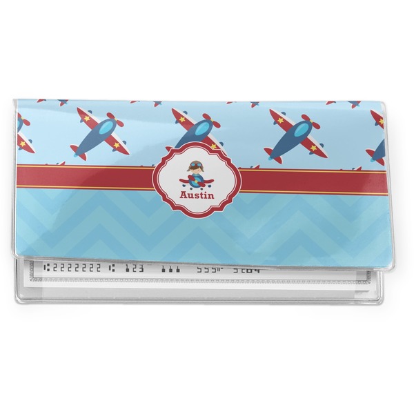 Custom Airplane Theme Vinyl Checkbook Cover (Personalized)