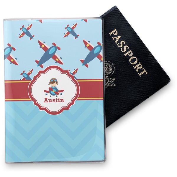 Custom Airplane Theme Vinyl Passport Holder (Personalized)