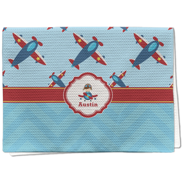 Custom Airplane Theme Kitchen Towel - Waffle Weave - Full Color Print (Personalized)