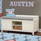 Airplane Theme Wall Name Decal Above Storage bench