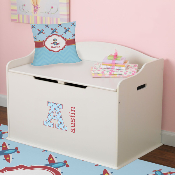 Airplane Theme Wall Name & Initial Small on Toy Chest