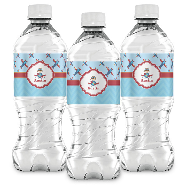 Airplane Theme Water Bottle Labels - Front View