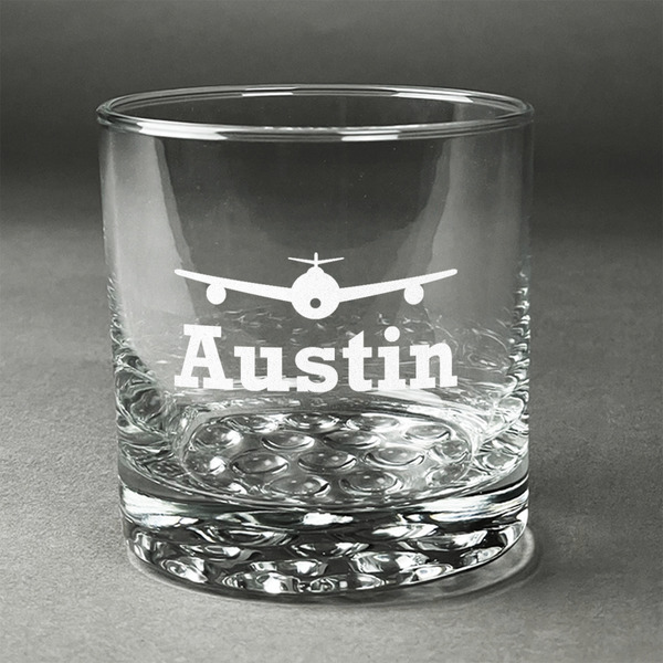 Custom Airplane Theme Whiskey Glass - Engraved (Personalized)