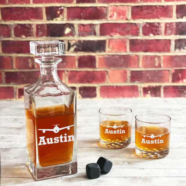 Airplane Theme Whiskey Glass - In Context