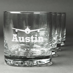 Airplane Theme Whiskey Glasses (Set of 4) (Personalized)