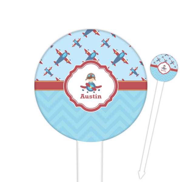 Custom Airplane Theme Round Plastic Food Picks (Personalized)