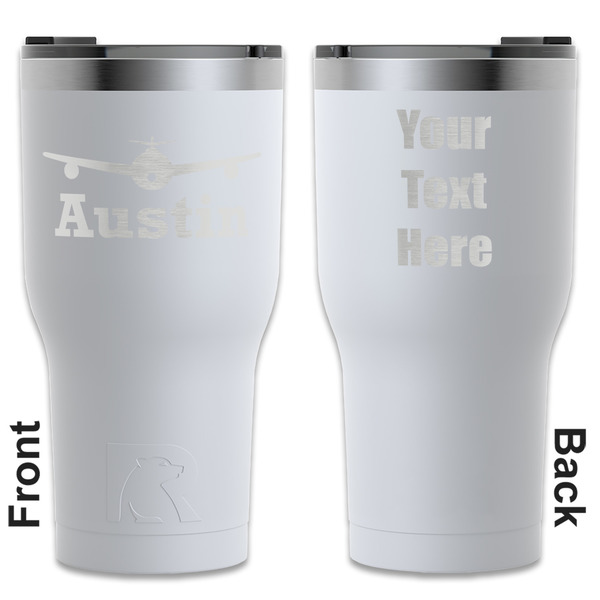 Custom Airplane Theme RTIC Tumbler - White - Engraved Front & Back (Personalized)
