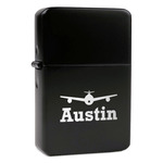 Airplane Theme Windproof Lighter - Black - Single Sided (Personalized)