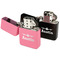 Airplane Theme Windproof Lighters - Black & Pink - Open