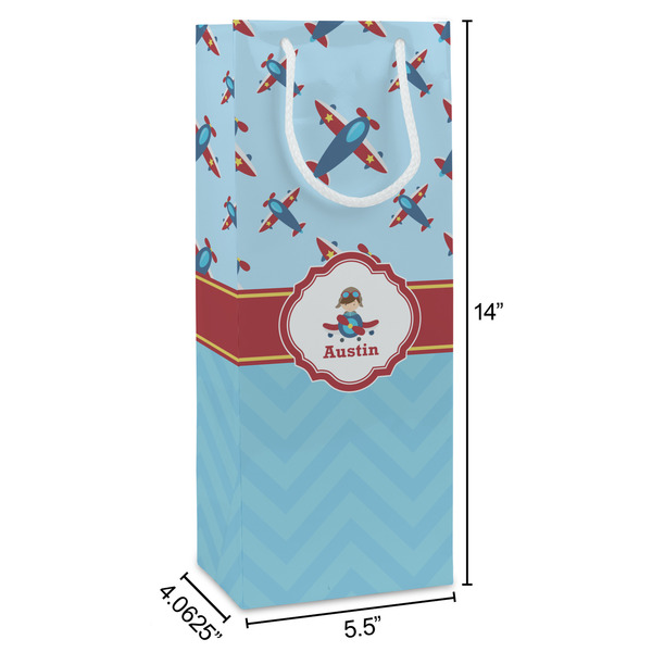 Airplane Theme Wine Gift Bag - Dimensions