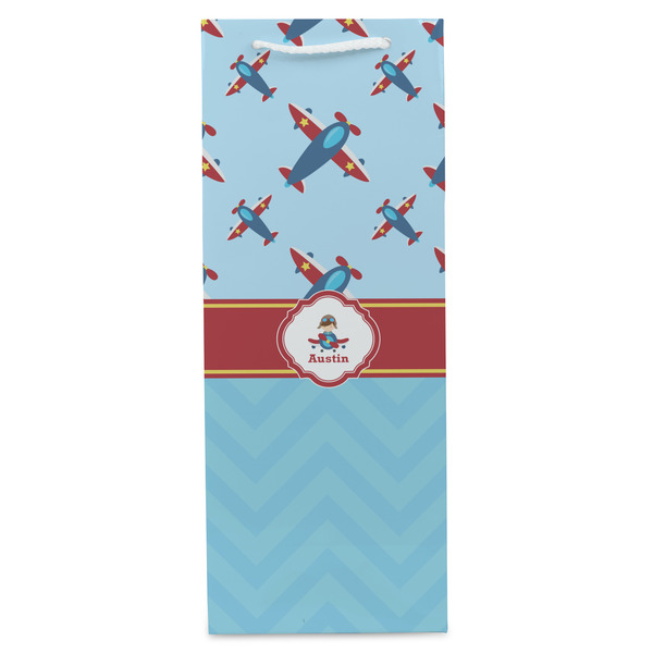 Airplane Theme Wine Gift Bag - Gloss - Front