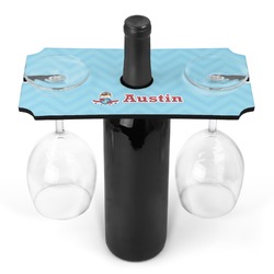 Airplane Theme Wine Bottle & Glass Holder (Personalized)