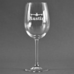 Airplane Theme Wine Glass - Engraved (Personalized)