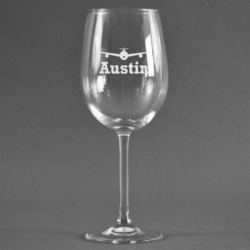 Airplane Theme Wine Glass - Engraved (Personalized)