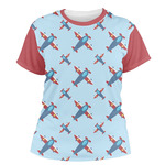 Airplane Theme Women's Crew T-Shirt - X Large