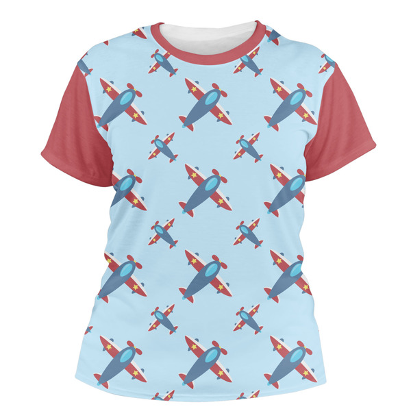 Custom Airplane Theme Women's Crew T-Shirt - Large