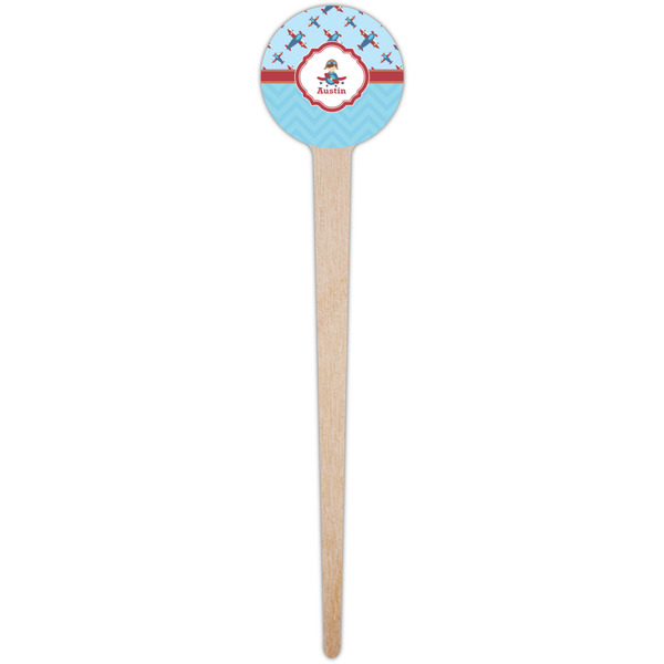 Airplane Theme Wooden 4" Food Pick - Round - Single Pick