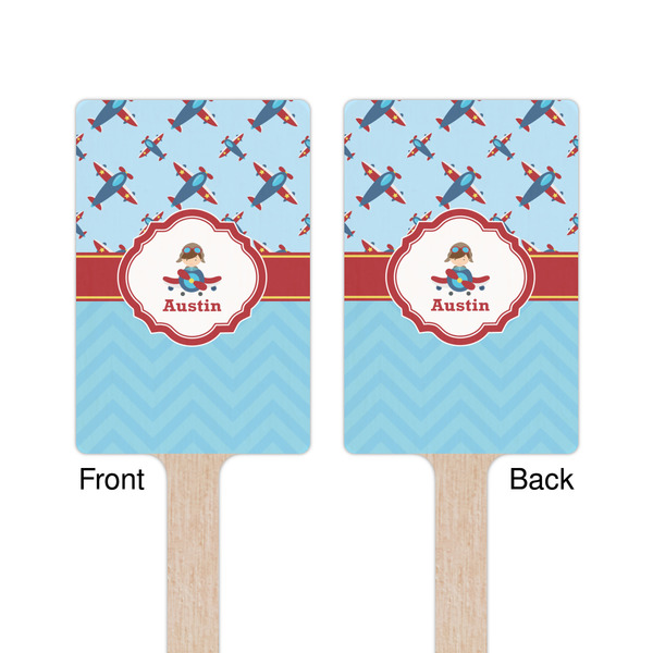 Airplane Theme Wooden 6.25" Stir Stick - Rectangular - Double Sided - Front & Back