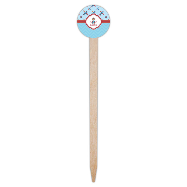 Airplane Theme Wooden 6" Food Pick - Round - Single Pick