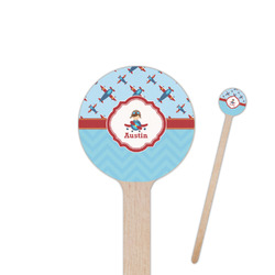 Airplane Theme 6" Round Wooden Stir Sticks - Double Sided (Personalized)