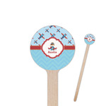 Airplane Theme 7.5" Round Wooden Stir Sticks - Double Sided (Personalized)