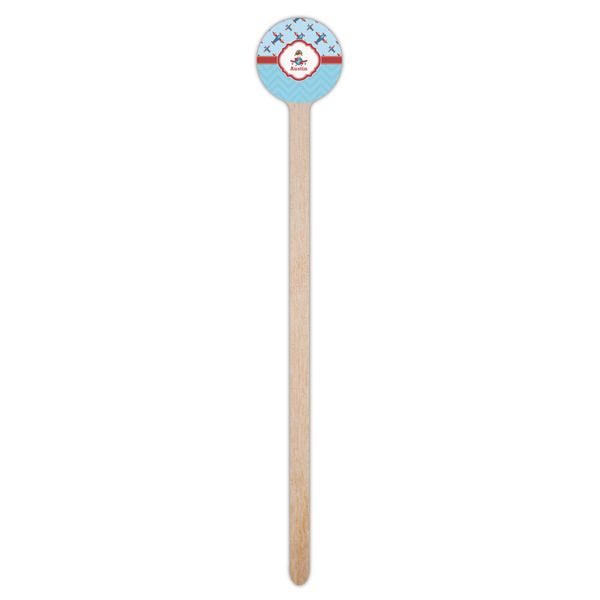 Airplane Theme Wooden 7.5" Stir Stick - Round - Single Stick