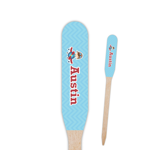 Custom Airplane Theme Paddle Wooden Food Picks - Double Sided (Personalized)