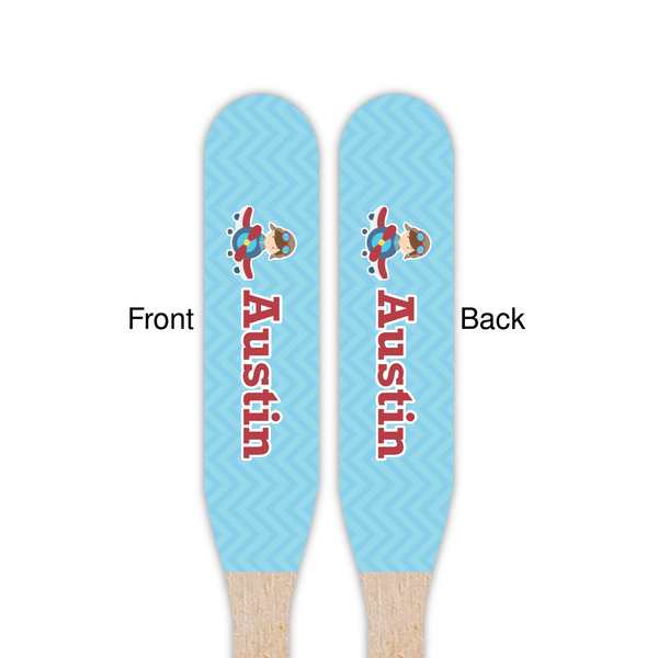 Airplane Theme Wooden Food Pick - Paddle - Double Sided - Front & Back