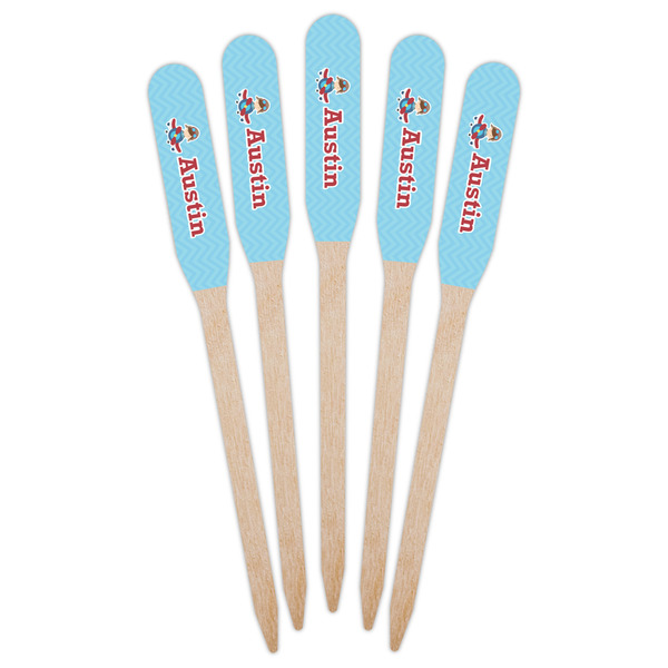 Airplane Theme Wooden Food Pick - Paddle - Fan View