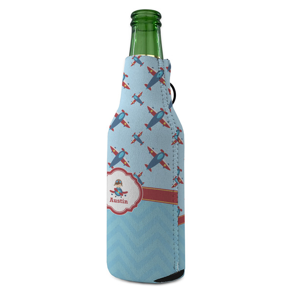 Airplane Theme Zipper Bottle Cooler - ANGLE (bottle)