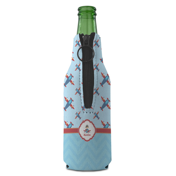 Airplane Theme Zipper Bottle Cooler - BACK (bottle)