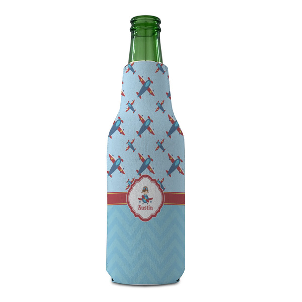 Airplane Theme Zipper Bottle Cooler - FRONT (bottle)