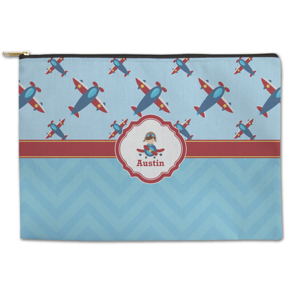 Custom Airplane Theme Zipper Pouch - Large - 12.5"x8.5" (Personalized)