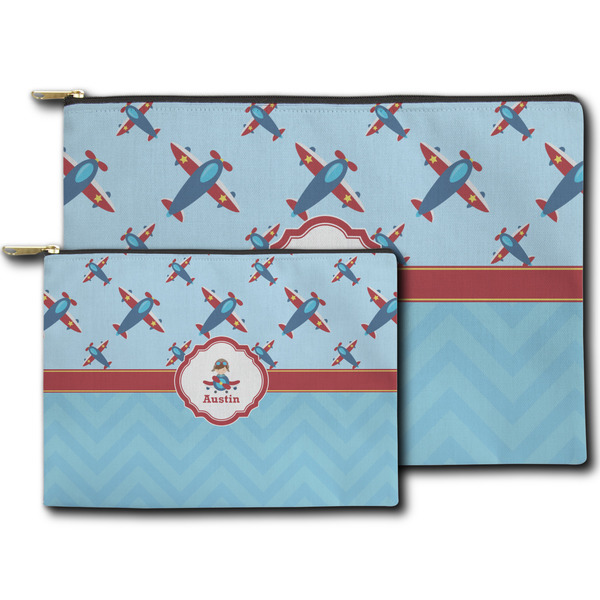 Airplane Theme Zippered Pouches - Size Comparison