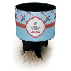Airplane Theme Black Beach Spiker Drink Holder (Personalized)