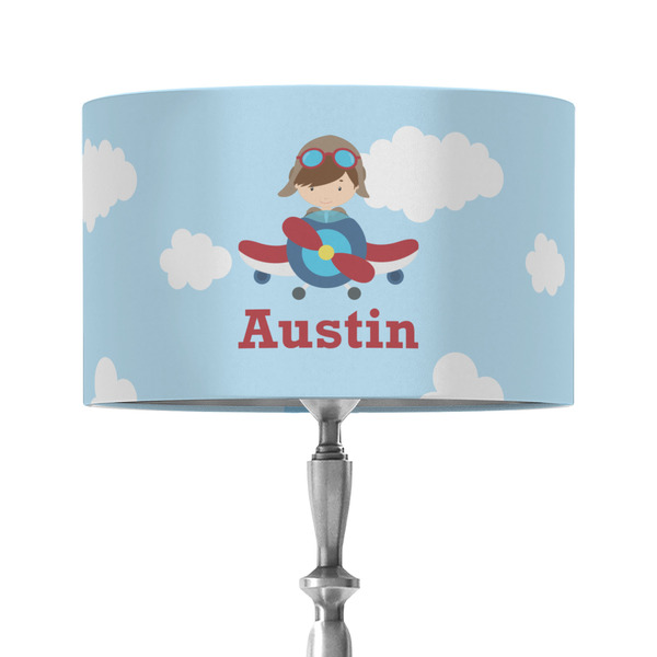 Custom Airplane & Pilot 12" Drum Lamp Shade - Fabric (Personalized)