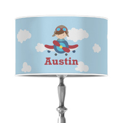 Airplane & Pilot 12" Drum Lamp Shade - Poly-film (Personalized)