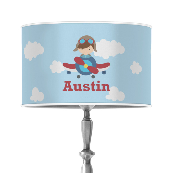 Custom Airplane & Pilot 12" Drum Lamp Shade - Poly-film (Personalized)