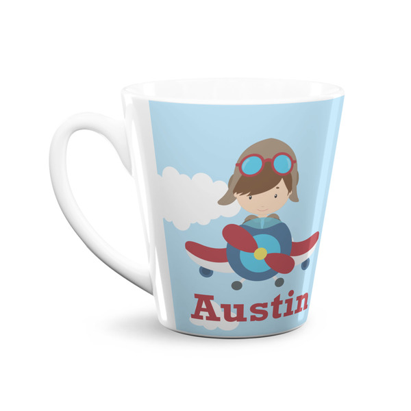 Airplane & Pilot 12 Oz Latte Mug - Front
