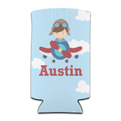 Airplane & Pilot Can Cooler (tall 12 oz) (Personalized)