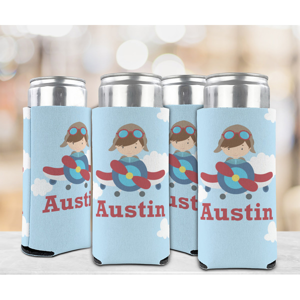 Airplane & Pilot 12oz Tall Can Sleeve - Set of 4 - LIFESTYLE