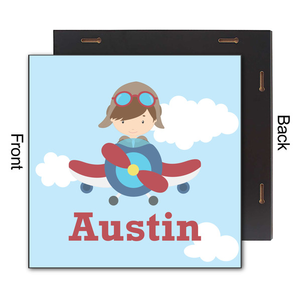 Airplane & Pilot 12x12 Wood Print - Front & Back View